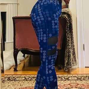 POP Fit Blue and Black Patterned Leggings